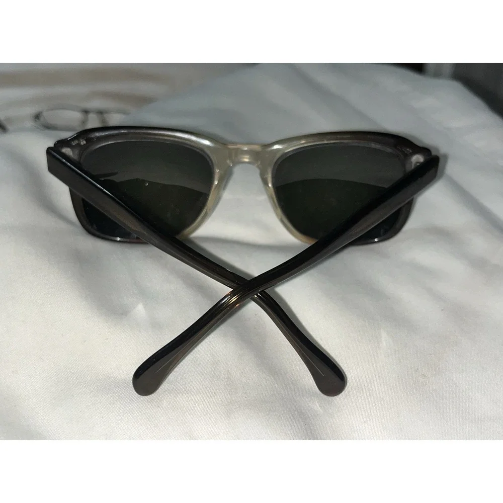 1980s Vintage Liberty Optical USA Square Eye Dark Brown To Clear Glasses 52-22